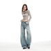 Light Blue Washed Straight-leg Jeans New Autumn Style, Slimming And Loose Wide-leg Pants For Tall Women, Versatile_mkmklike.com