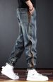 Men’s Slim-Fit Cargo Jeans – Vintage Workwear Style With Stretch & Contrast Paneling, Street-Ready Tapered Leg_mkmklike.com