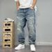 Spring American Casual Ruffian Handsome Retro Ripped Patch Jeans Men's Straight Loose Versatile Tapered Beggar Pants_mkmklike.com
