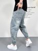 Men's Clothing Plus Size Distressed Jeans For Men American Casual Edgy Straight Leg Loose Fit Slightly Flared Wide Leg Pants For Spring Autumn_mkmklike.com
