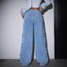 Trendy High-Waisted Butterfly Print Denim Jeans For Women - Vintage Washed Stretch Comfort Fit Straight Leg Casual Pants_mkmklike.com
