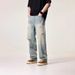 Men's Light Color Ripped Jeans Loose Straight Leg Mid Waist Cotton Wide Leg Pants Retro American High Street Trendy Brand_mkmklike.com