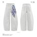 Vintage Baggy Jeans For Men & Women - Distressed White Relaxed Fit High Waist Straight Leg Cleanfit Pants With Western Style Embroidery_mkmklike.com