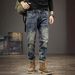 High End Slim Fit Ripped Jeans for Men Straight Leg Midweight Autumn Long Pants Retro Nostalgic Edgy Trendy Versatile_mkmklike.com
