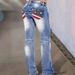 Women's High-Waisted Straight Leg Jeans Printed Fashion Washed Denim Casual Office Lady Street Style Spring/Autumn Regular Fit_mkmklike.com