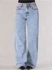 Women's High-Waisted Straight Leg Jeans – Trendy Baggy Fit, Stretch-Free Cotton Denim, Sweet & Edgy Streetwear Style_mkmklike.com