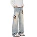 Vintage Niche Design Crochet Series Jeans For Men And Women, Loose Clean Fit, High Street Casual Versatile Pants_mkmklike.com