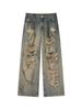 American Street Washed Old Ripped Jeans Men's Spring And Autumn Straight Loose European And American High Street Vibe Wind Long Pants_mkmklike.com