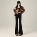 American Retro Cuffed Hot Girl Jeans For Women, Spring And Autumn, Low-waisted, Slim-fit, Flattering, Slightly Flared,_mkmklike.com