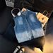 Summer American Style Ripped Denim Vest Sleeveless Tank Top Stand up Collar Cotton Workwear Jacket Trendy_mkmklike.com