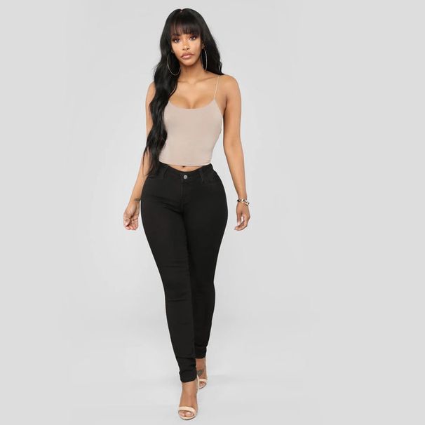 Women's Slim Fit Stretch Jeans - High Waisted Skinny Denim Pants In White/Black/Navy/Medium Blue/Light Blue (S-3XL) | Comfortable Cotton Blend_mkmklike.com
