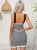 Women's Clothing Self-designed button hollow stripe strappy sweater skirt _mkmklike.com