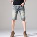 Men's Clothing Summer Retro Hole Denim Shorts Men's Loose Five Point Pants Men's Trendy Brand Five Point Pants Mid Length Pants_mkmklike.com
