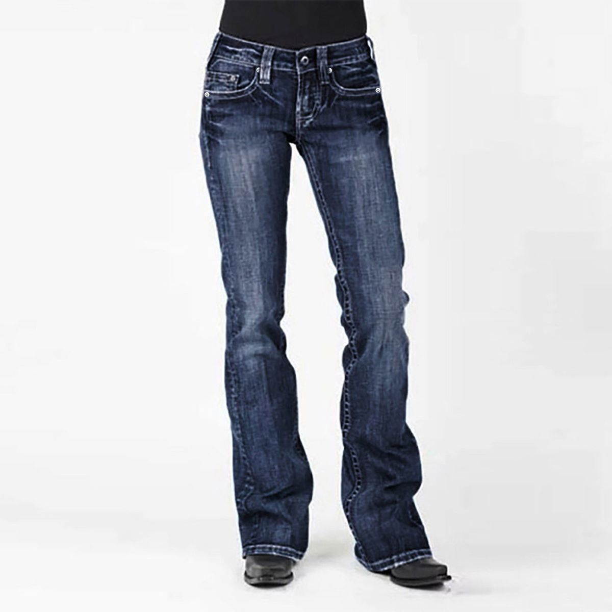 Retro Flare Jeans For Women – Mid-Rise Stretch Denim Pants With Slimming Fit_mkmklike.com