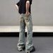 Men's Distressed Denim Jeans - Vintage Washed Straight Leg Relaxed Fit High Street Casual Pants_mkmklike.com