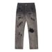 Vintage Washed Black Patch Ripped Jeans For Men | Distressed Straight-Leg Trousers | S-XXXL_mkmklike.com