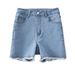 Women's Sweet Pink Bow Frayed Denim Shorts Casual Cotton Solid Color Regular Fit Spring/Autumn Summer_mkmklike.com
