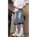 Vintage Washed Cargo Denim Shorts For Men, Summer New Loose Fit With Side Pockets And Large Pocket Design, Casual_mkmklike.com