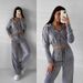 Women's Clothing Suit Solid Color Long Sleeve Zipper Hoodie Lace up Pants Two piece Set_mkmklike.com
