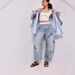 Women's Casual Loose Fit Mid-Rise Straight Leg Printed Jeans - Floral & Star Patterns (Blue Love, Vintage Blue, Star) - S-Xxl_mkmklike.com