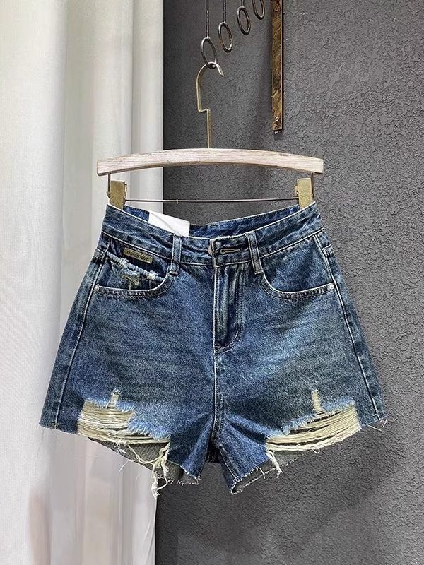 European Style Slim Fit High Waisted Ripped Wide Leg Denim Shorts Women's Frayed Edges a Line Hot Pants Trendy Summer 2026_mkmklike.com