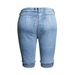 Women's clothing stretch wash ground cut hem women's denim capri pants high waist ripped jeans women_mkmklike.com
