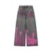 Painted Inkjet Wide-Leg Jeans For Men High Street Trend Washed Vintage Design Loose Casual Straight-Leg Pants_mkmklike.com