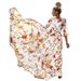 Women's new Bohemian printed chiffon dress with round neck, sleeves and big waist dress_mkmklike.com