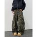 Men's Clothing Military Camo Cargo Jeans – Unisex Baggy Streetwear Pants With Multi-Pockets & Retro Washed Denim For Men & Women_mkmklike.com