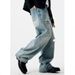 Men's Retro Washed Distressed Handmade Ripped Jeans Trendy Loose Straight Leg Trousers Versatile For Commuting_mkmklike.com