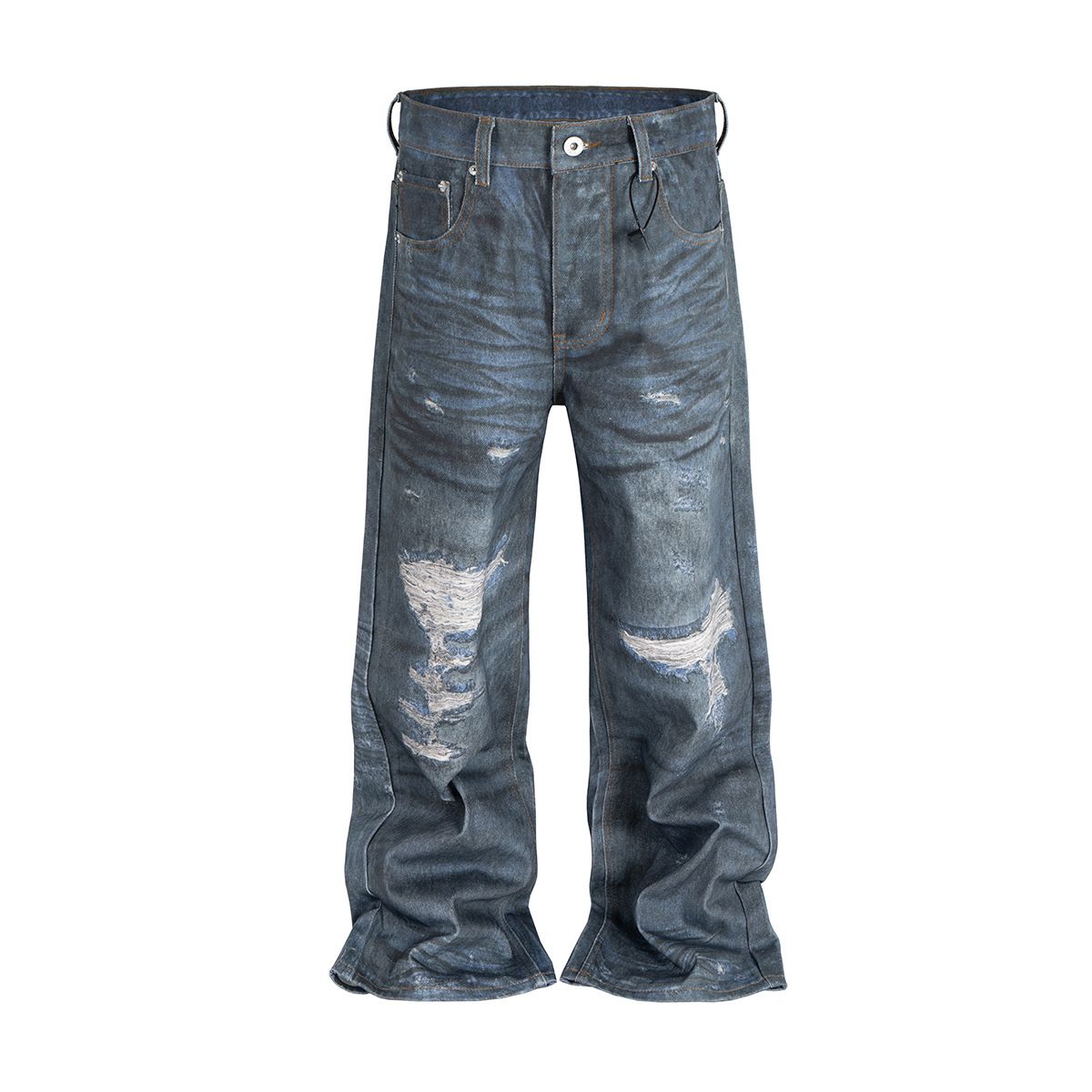 Men's Clothing Fashion Brand New Retro 3D Printed Washed Jeans Straight Personality Baggy Trousers_mkmklike.com