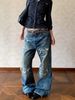American Retro Cat-ear Distressed Washed Ripped Jeans For Men And Women, Cleanfit Street Style Straight-leg Pants_mkmklike.com