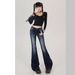 Women's Clothing American Vintage Flared Jeans For Women - Low-Rise Stretchy Bootcut Pants (Fall Collection)_mkmklike.com