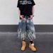 Men's Streetwear Tie-Dye Jeans Baggy Cargo Shorts Summer Straight Leg Mid-Length Casual Pants For Hip-Hop Fashion_mkmklike.com