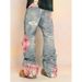 Patchwork Jeans For Women – Trendy Wide-Leg Denim Pants With Relaxed Fit & Unique Design Flattering High Waist_mkmklike.com