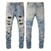Men's Clothing European And American High Street Men's Jeans Hot Diamond Patch Slim Men's Straight Leg Ripped Jeans Men's Trendy Brand Pants 6523_mkmklike.com