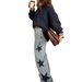 Women's Casual Straight Leg Jeans Five-Pointed Star Design Fashion Denim 2026 European And American Style Loose Fit_mkmklike.com