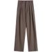 Women's Street British Style Solid Color Ankle-length Casual Pants Wide Leg Pants_mkmklike.com