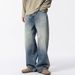 American Style Washed Simple Jeans For Men High-End Cool Street Fashion Loose Casual Straight Long Pants_mkmklike.com