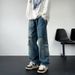 Men's American Retro Multi Pocket Washed Jeans Loose Straight Casual Wide Leg Pants Trendy Autumn Overalls for Men And Women_mkmklike.com