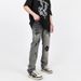 Vintage Washed Black Patch Ripped Jeans For Men | Distressed Straight-Leg Trousers | S-XXXL_mkmklike.com