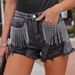 Women's Clothing New Fashion Casual Chain Fringed Ripped Denim Shorts 22888_mkmklike.com