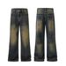 Menswear & Archer0603 & Retro High Street Trendy Brand Vibe American Style Jeans Floor Length Dad Jeans Slightly Flared Loose Pants_mkmklike.com