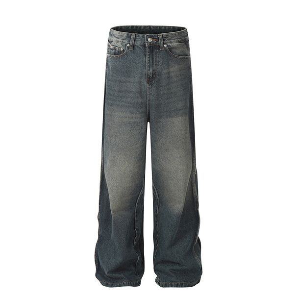 Men's Clothing Retro Wave Flared Jeans High End Loose Street Fashion Hip Hop Mopping Trousers_mkmklike.com