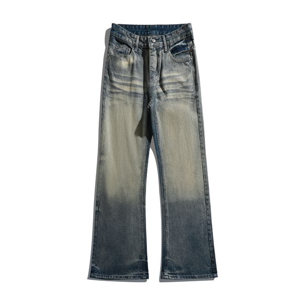 Punk Vintage White Jeans For Men Street Faded Washed Casual Loose Straight Long Pants American Style_mkmklike.com