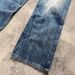 Men's Clothing Retro Dark Blue Lightning Cracked Jeans Loose Wide Leg Pants Washed Straight Flared Pants_mkmklike.com