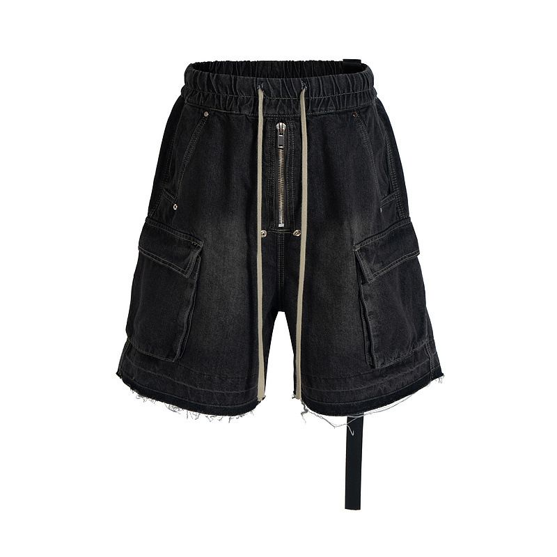 Men's Clothing High Street Fashion Brand Style Multi Pocket Washed Distressed Drawstring Denim Shorts_mkmklike.com