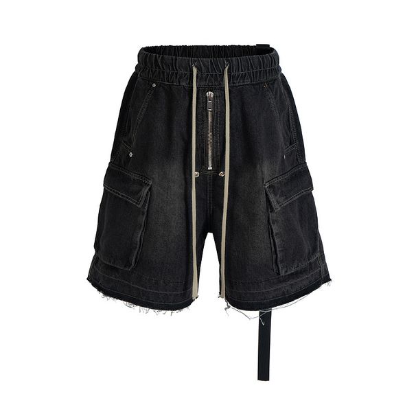 Men's Clothing High Street Fashion Brand Style Multi Pocket Washed Distressed Drawstring Denim Shorts_mkmklike.com