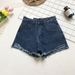 Summer Style High-Waisted Loose Fit Frayed Denim Shorts for Women Korean plus Size Slimming Wide Leg Hot Pants_mkmklike.com