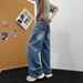 Men's Distressed Denim Jeans – Vintage Washed Wide-Leg Pants With Raw Hem (7 Sizes, Classic Blue)_mkmklike.com